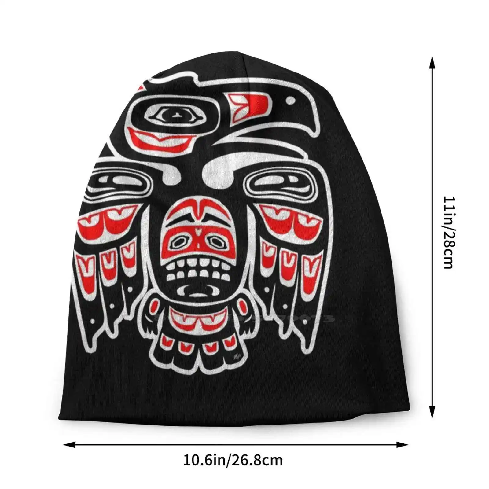 Alaskan Eagle Knitted Hat Warm Beanie Outdoor Caps Inuit Tlingit Alaska Seattle Pacific North West Tribe Indian Wisdom