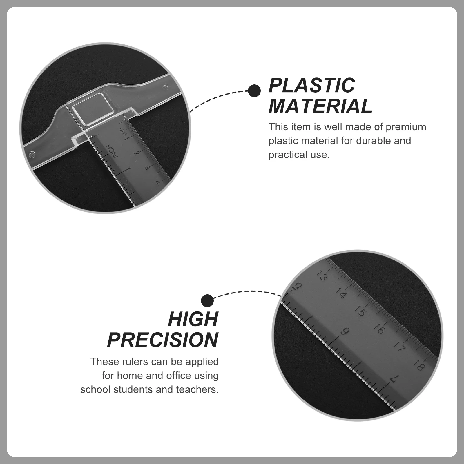 2 قطعة 30 سنتيمتر مقياس مزدوج T حاكم عالية الدقة أداة قياس البلاستيك للمهندسين المعماريين الفنانين صياغة العمل T-شكل حاكم