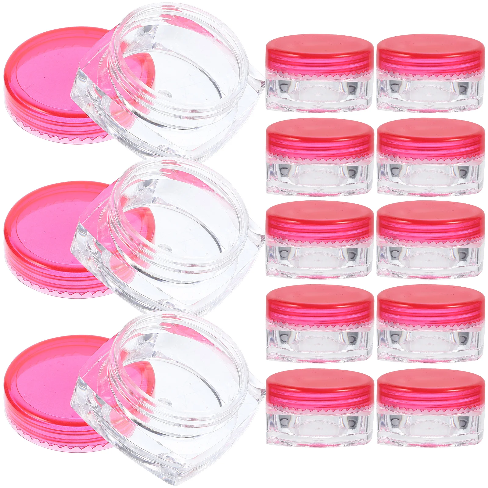 

24 Pieces 5g Square Bottom Cream Jars Pink Travel Containers Toiletries Sample Jars Lids Airtight Small Skin Care
