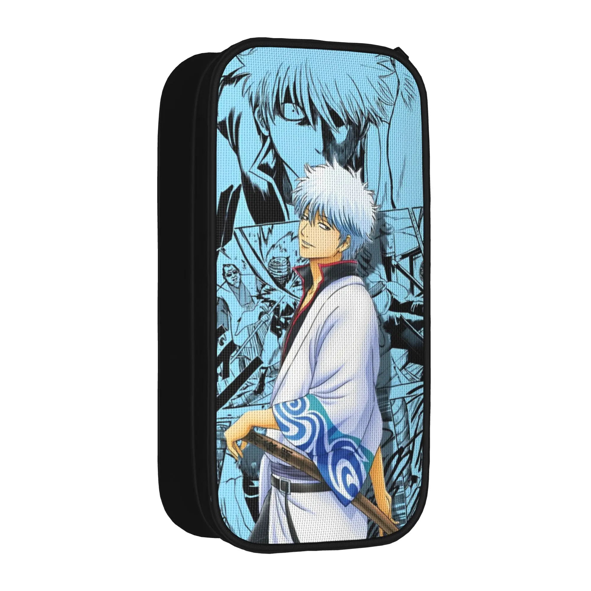 Gintamas Samurai Science Fiction Pencil Case Classic Cartoon Pen Holder Bag Large Storage Students School Zipper Pencilcases