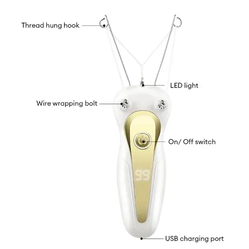 WHYY-épilateur électrique pour le corps, épilateur à fil de coton, rasoir pour jambes et bras, beauté pour femmes, épilateur à fil de cou, écran LCD