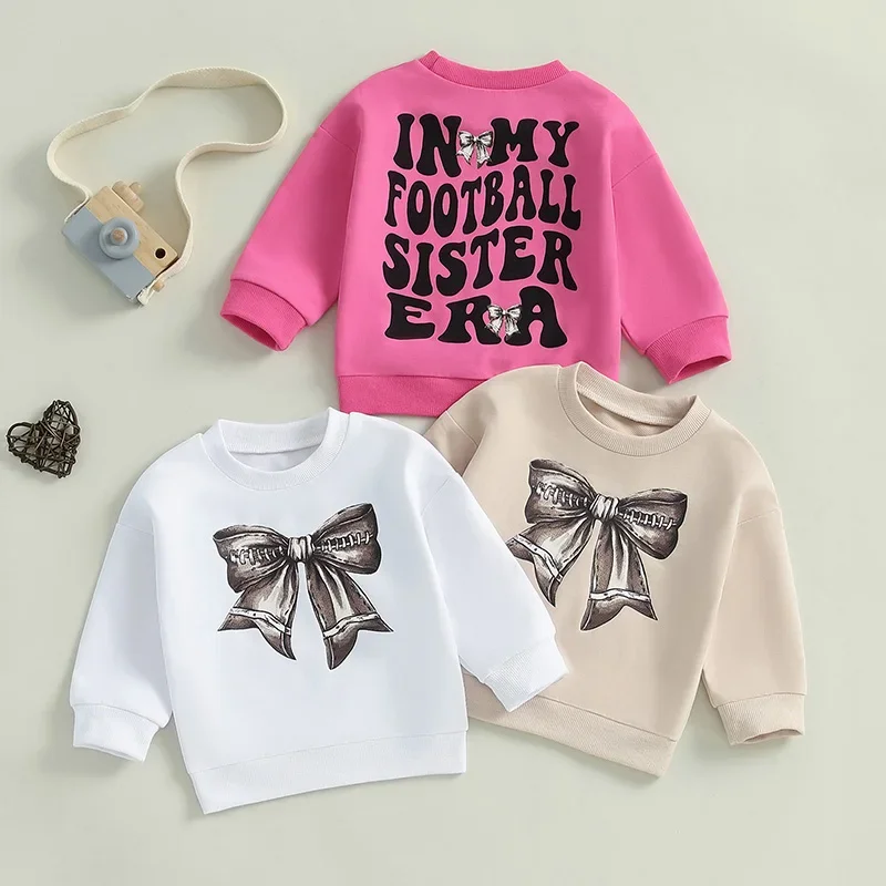 

Fashion Toddler Girl Sweatshirts Cute Bow Letter Print Long Sleeve Round Neck Pullovers Spring Fall Tops Baby Girl Clothes