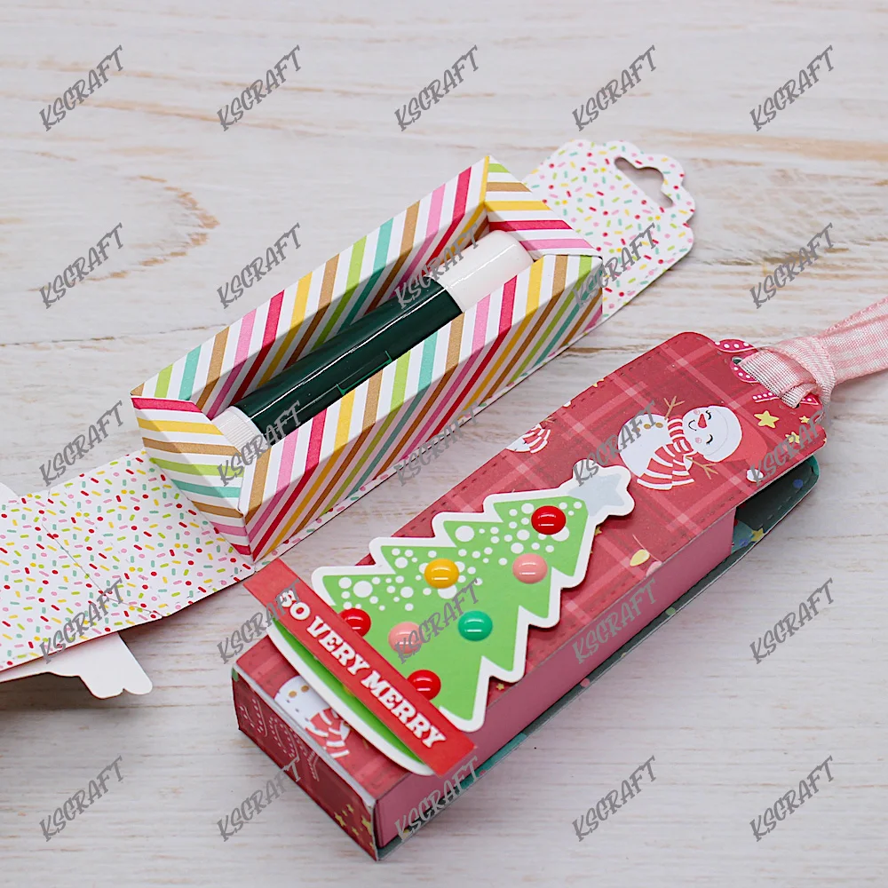 KSCRAFT Chapstick Gift Box Cutting Dies Stencils for DIY Scrapbooking Decorative Embossing DIY Paper Cards
