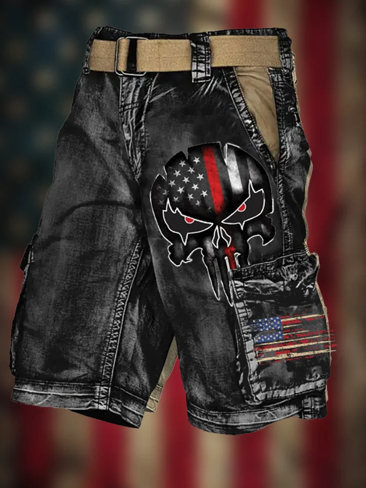 Summer New Lndependence Day Flag 3d Printed Cargo Shorts Stylish Men\'s Sports Shorts Men\'s Casual Shorts