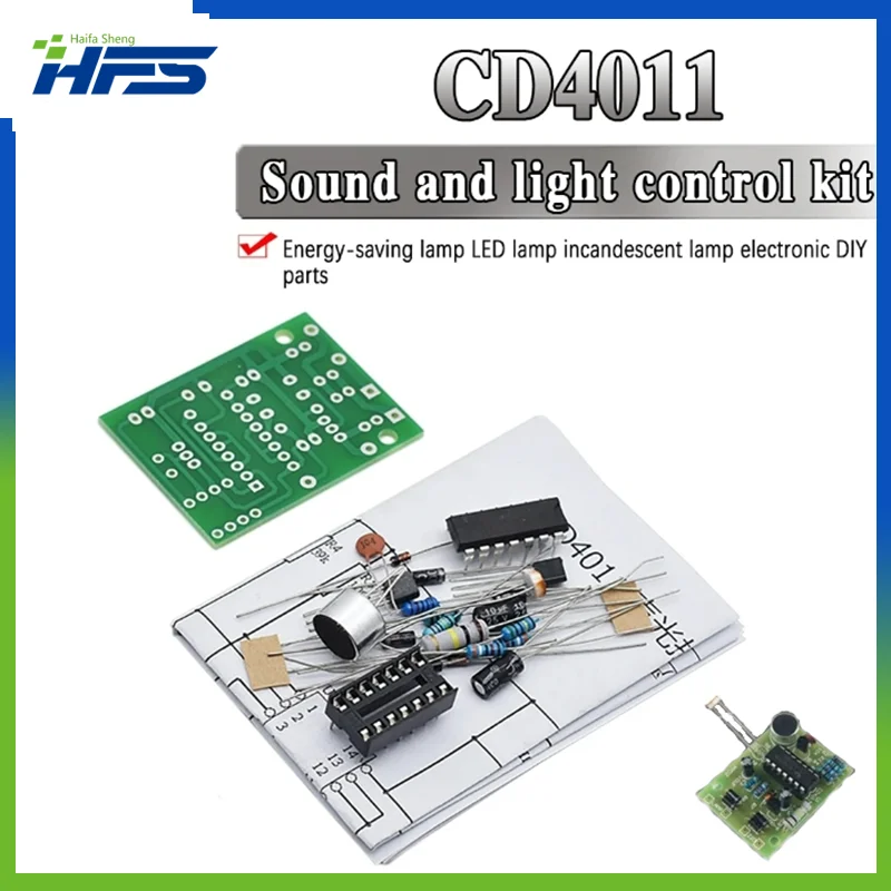 

Energy Saving Lamp LED Light Incandescent Light CD4011 Sound and Light Control Switch Kit DIY Voice Control Parts Module