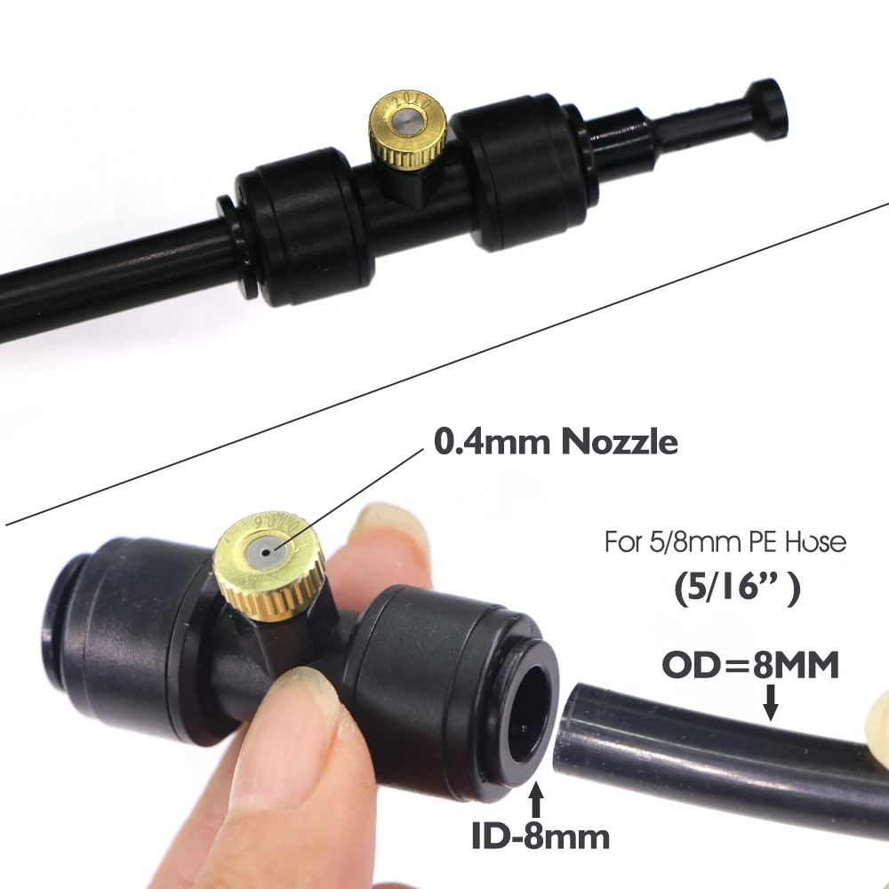 50-5M 0.4mm Low Pressure Nozzle Spray Kit for Garden Outdoors Atomization Cooling System 60W/80W/100W Self-Priming Pump Mist Kit