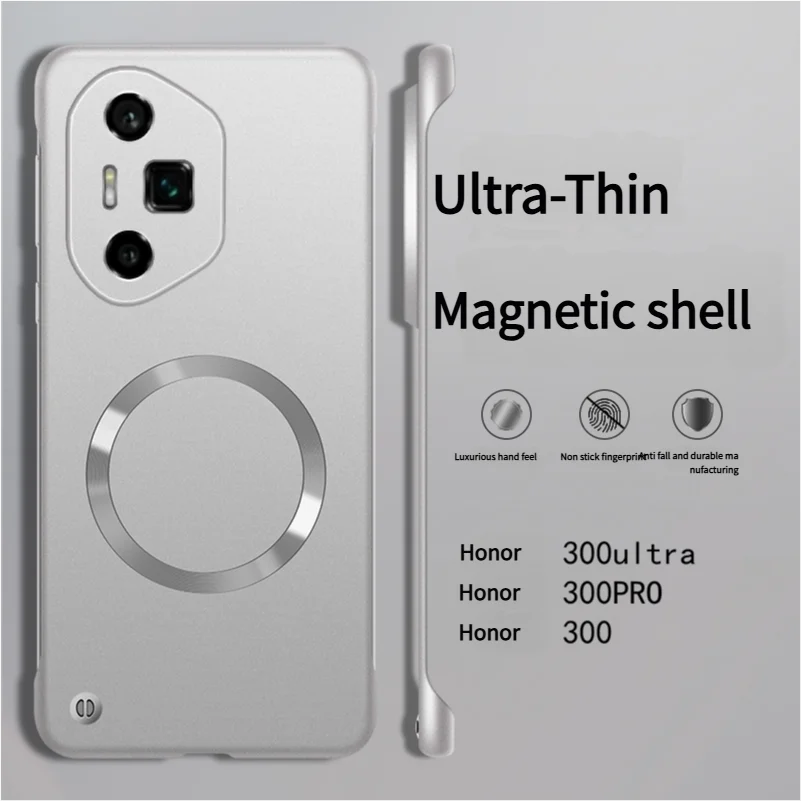 Ultra Thin Frameless Magnetic Case For Honor 300 Ultra 200 100 Pro Magic 7 6 5 Pro X 60 Pro 50 GT Wireless Charge Hard Cover