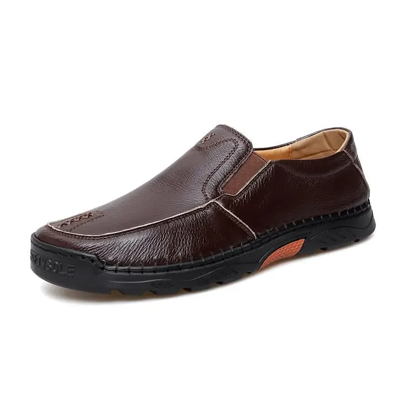 Sapato casual de couro autêntico masculino, mocassins de negócios, oco, fundo macio respirável, slip-on, primavera e verão