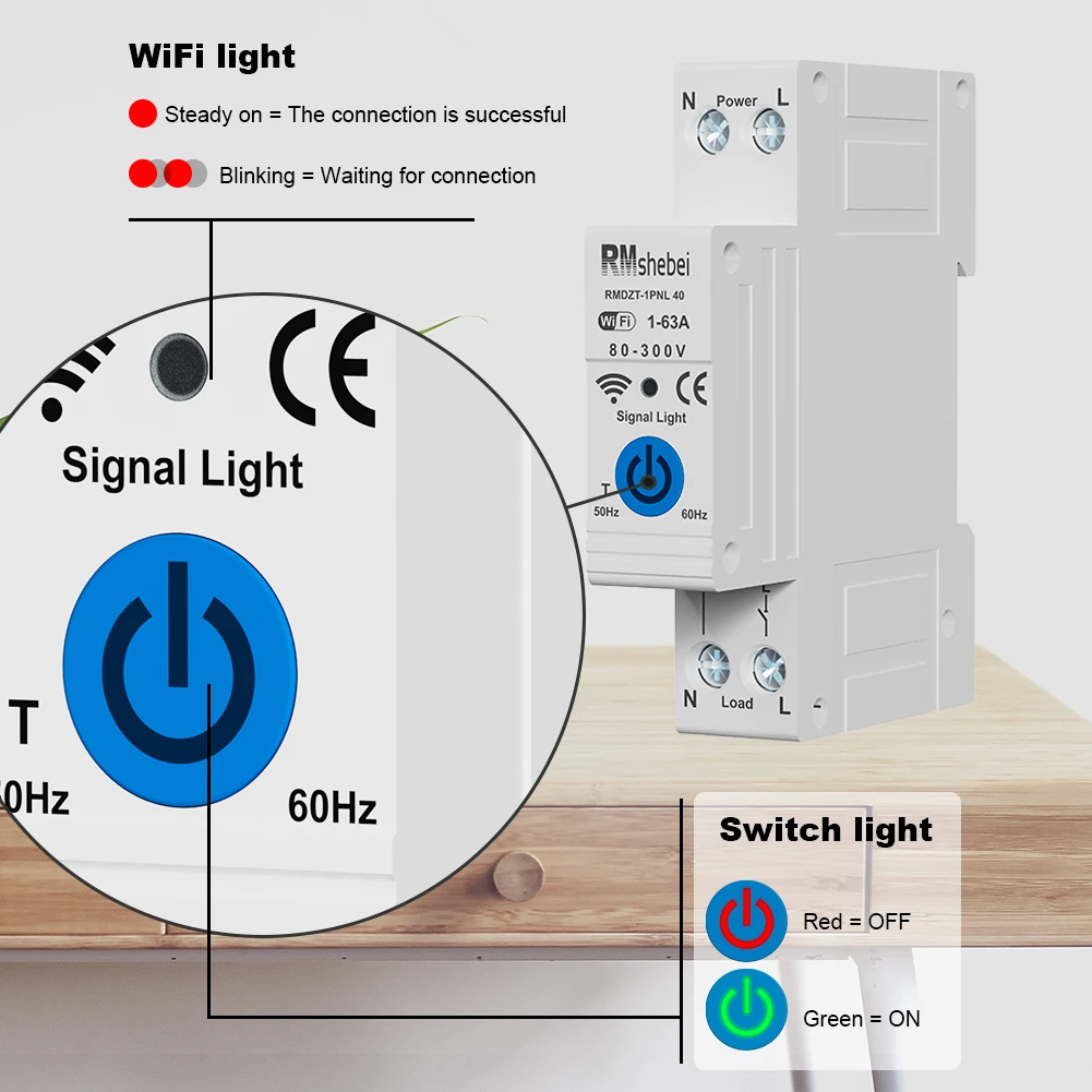 RMshebei tuya smart switch wifi circuit breaker 1 pole 63a zhejiang wenzhou mcb with timer tuya smart home products