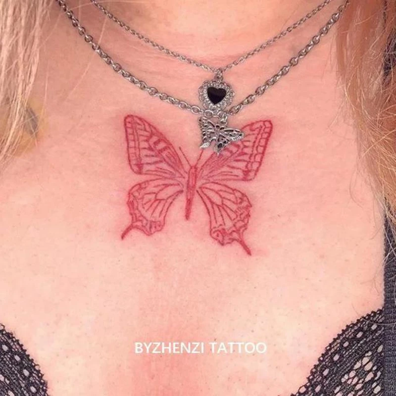 Black Watercolor Butterfly Waterproof Temporary Tattoo Women Sticker Sexy Fashion Line Flower Arm Fake Tattoo Tatouage Ephemere