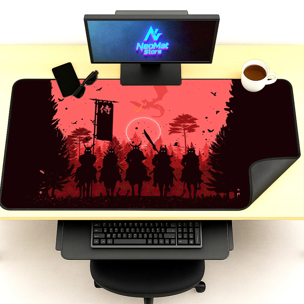 

Shogun Giant Mouse Pad Samurai Black Mouse Carpet Xxl Gaming Room Decoration Mousepad 1000x500mm Anime Accessories Desk Mat Red