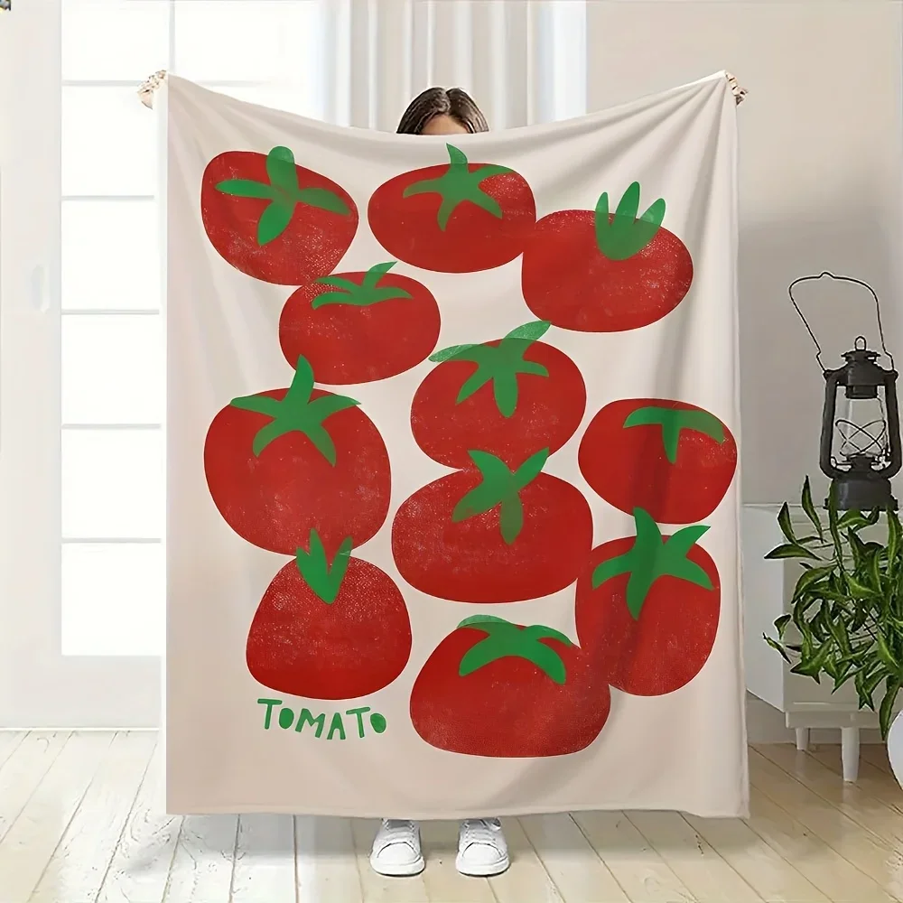 Manta Retro Francesa con Estampado de Tomates Rojos Vintage, Suave, para Cocina, Comedor, Decoración del Hogar, Idea de Regalo