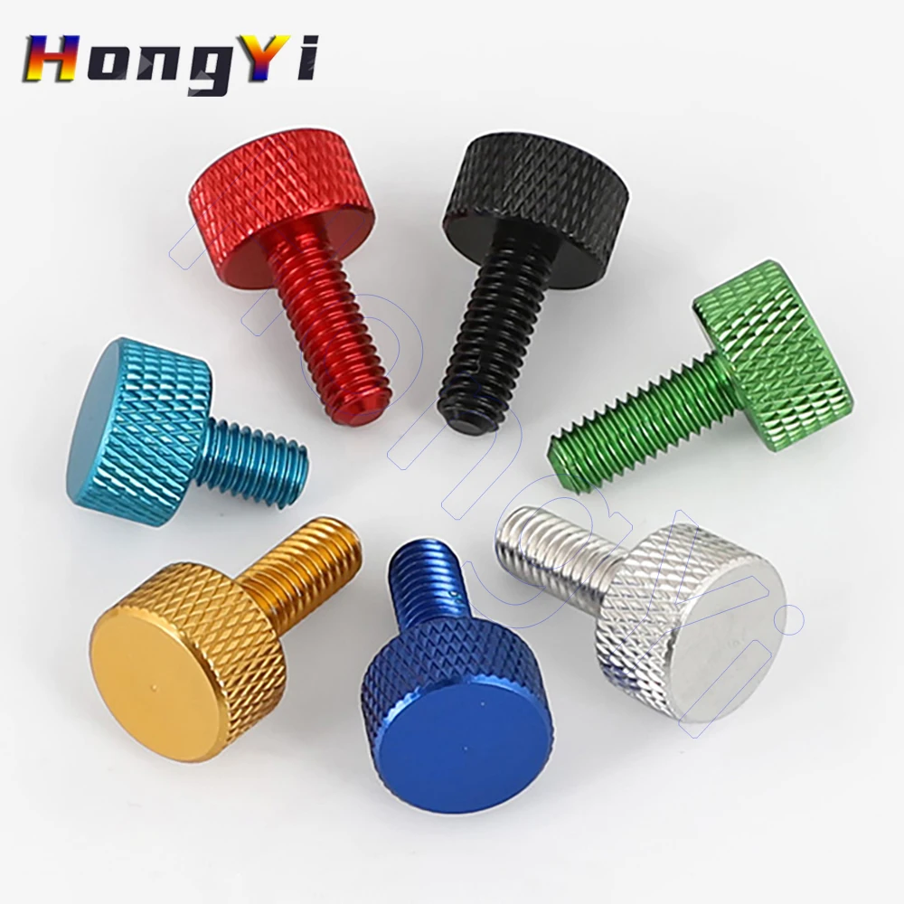 Aluminum Thumb Screws M6 M5 M4 M3 Knurled Head Colourful Aluminum Hand Tighten Screw Length 6mm to 20mm Computer Case Bolts DIY