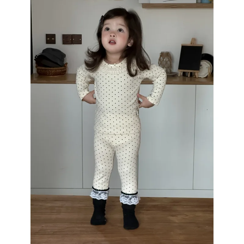 

9.29New Arrival Children Clothing2025Autumn and Winter Baby Polka Dot Pajamas Girls Autumn Clothes Autumn Pants Set