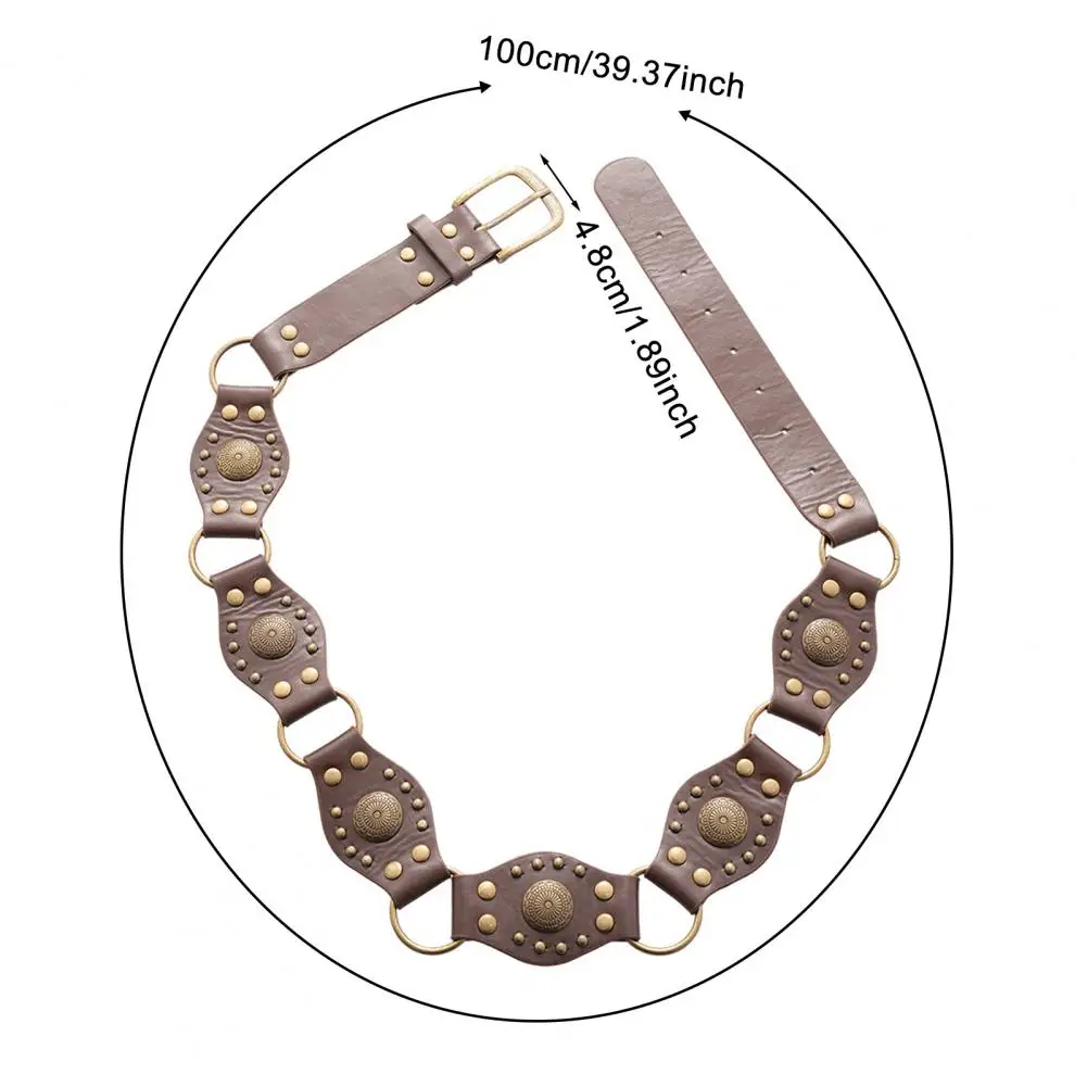 Tops Waist Belt Retro Women Belt Bohemia Style Waist Chain Alloy Imitation Leather Waistband Fashion Dress Shirt for Stylish