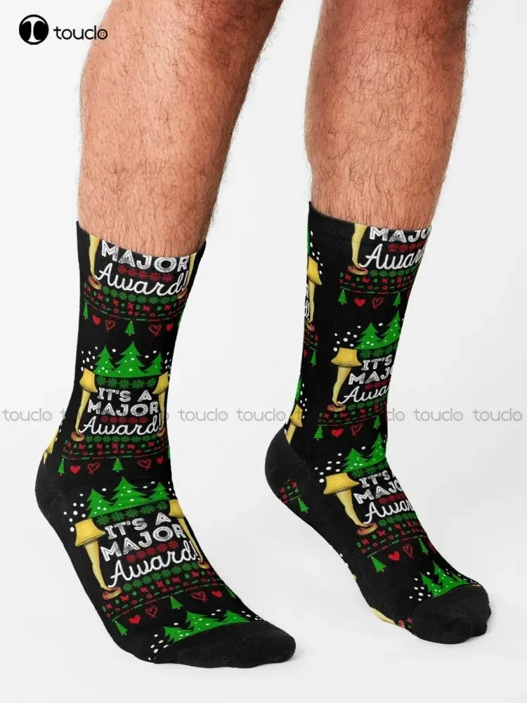It'S A Major Award Funny Christmas Fragile Leg Pajama Xmas Socks Purple Socks Personalized Custom Unisex Adult Teen Youth Socks