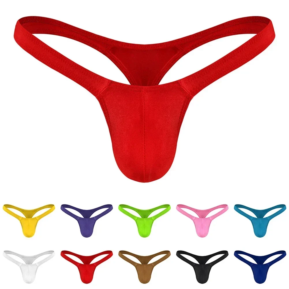 

New Men's Solid Color Thongs Sexy Low-Rise Simple T-Back Thong Bluge Pouch Briefs G-String Bikini Underwear Pump Man Thong Male