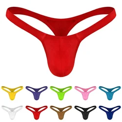 New Men's Solid Color Thongs Sexy Low-Rise Simple T-Back Thong Bluge Pouch Briefs G-String Bikini Underwear Man Thong Male