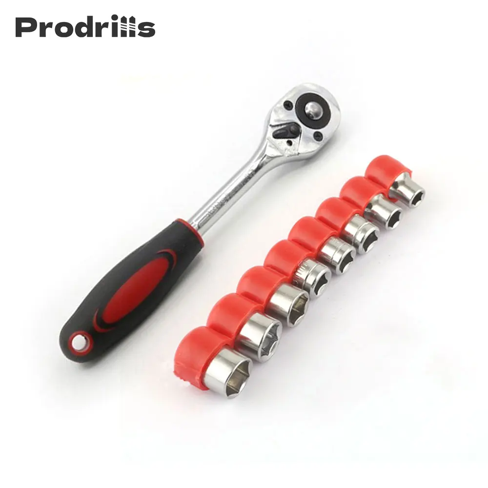 

24 Teeth 1/4" Drive Quick Release Ratchet Socket Wrench Hand Repairing Tool with 8 pcs 5-12mm Socket Wrench