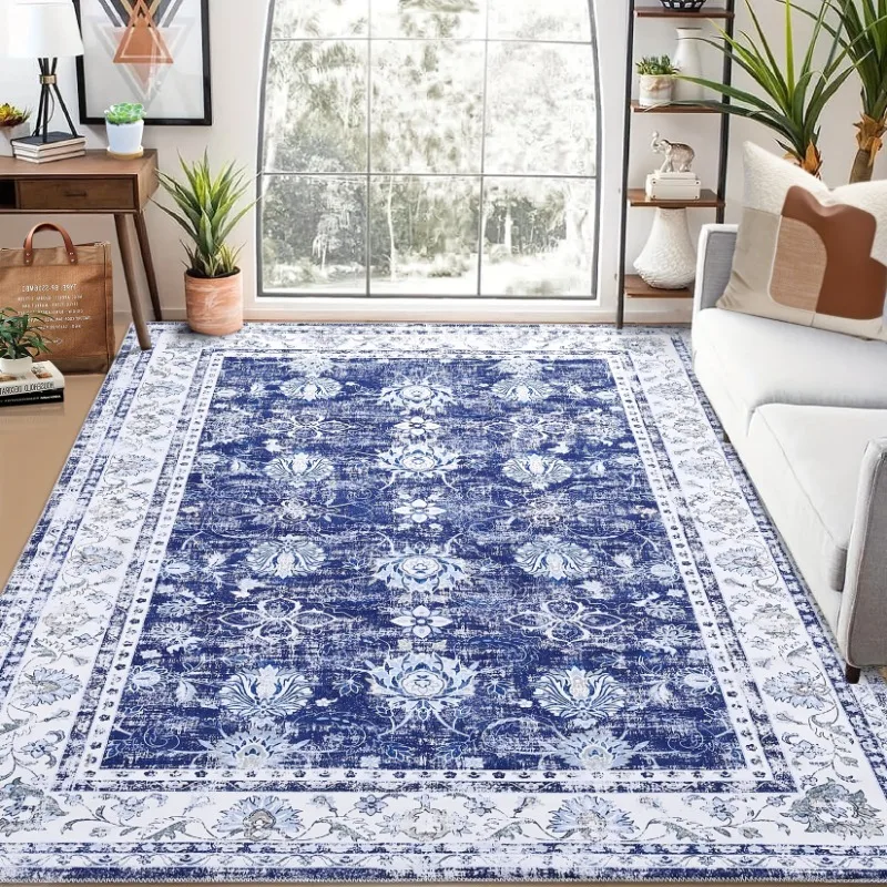 

Retro Bohemian Persian Style Carpet for Living Room Comfortable Soft Non-slip Bedroom Rugs Classical Entrance Door Mat Washable
