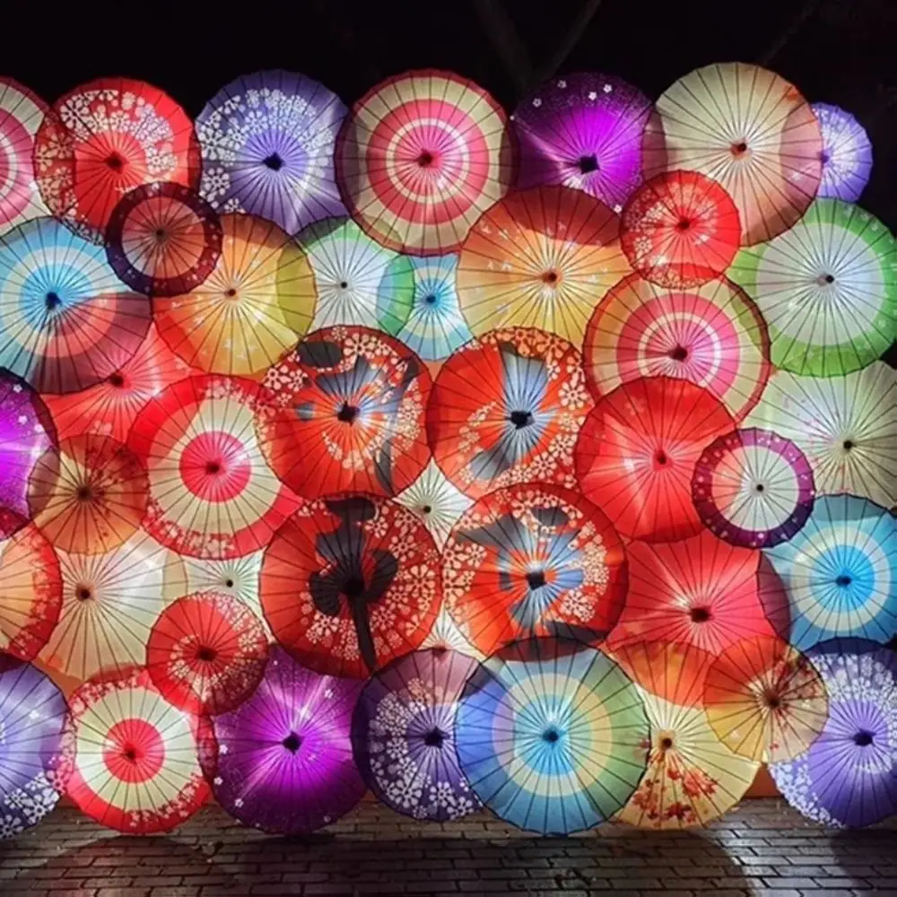 56 cm parapluie ventilateur tissu de soie 10 couleurs Cosplay Hanfu huile papier parapluie chinois Antique Style classique japon Style parapluie