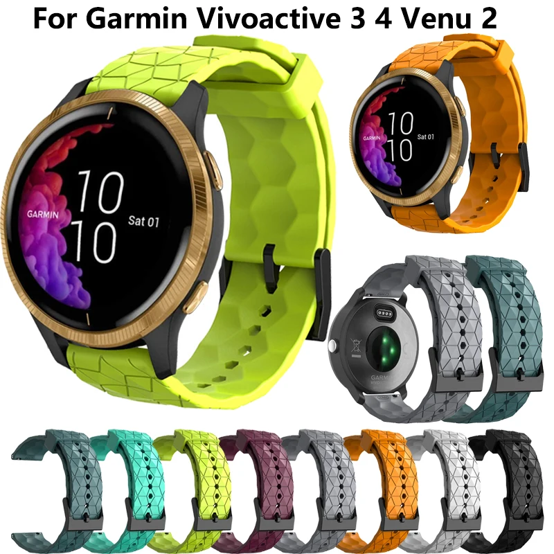 Ремешок с принтом 20 мм 22 мм для Garmin Venu 2 2s SQ Band Watch Vivoactive 3 4 Forerunner 645, силиконовый браслет SmartWatch, браслет