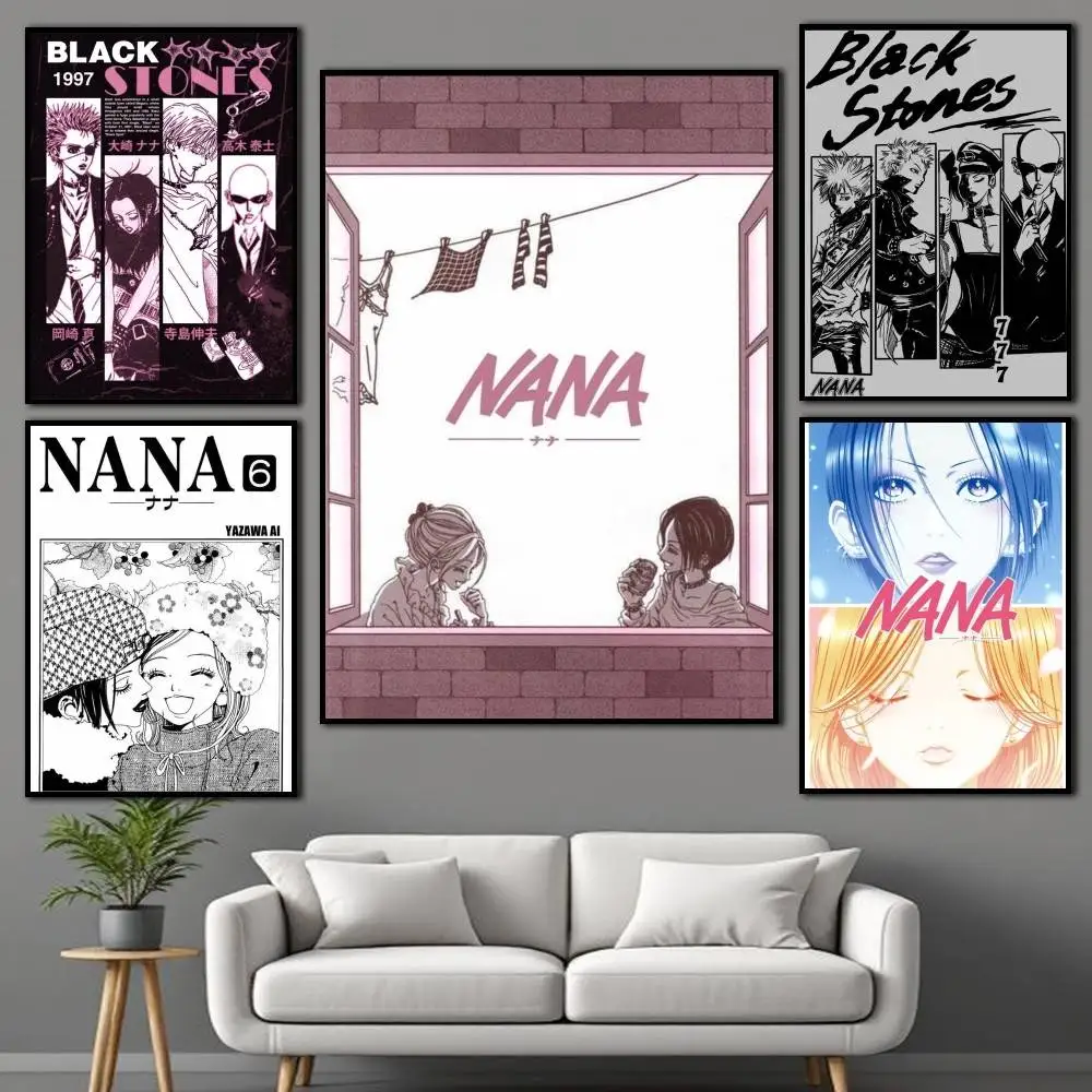 

BLACK O-Oosaki Nana Poster Self-adhesive Art Waterproof Paper Sticker Coffee House Bar Room Wall Decor