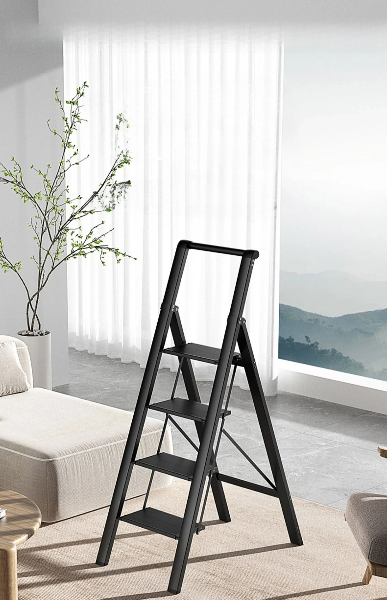 

Household ladder, indoor multi-functional folding thickened aluminum alloy herringbone ladder, telescopic staircase five-step