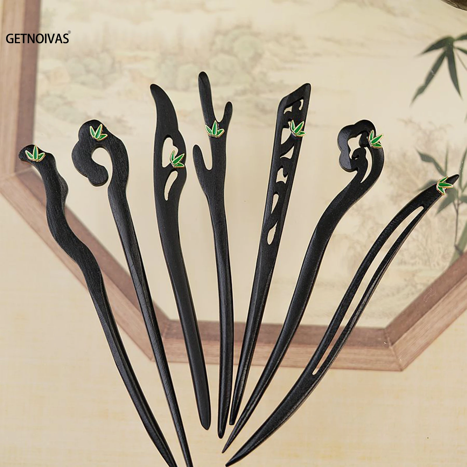 Chinese Style Elegant Wood Hair Stick For Women Girl Hairpins Simple Hair Fork Vintage Hanfu Cheongsam Headwear Hair Accessories