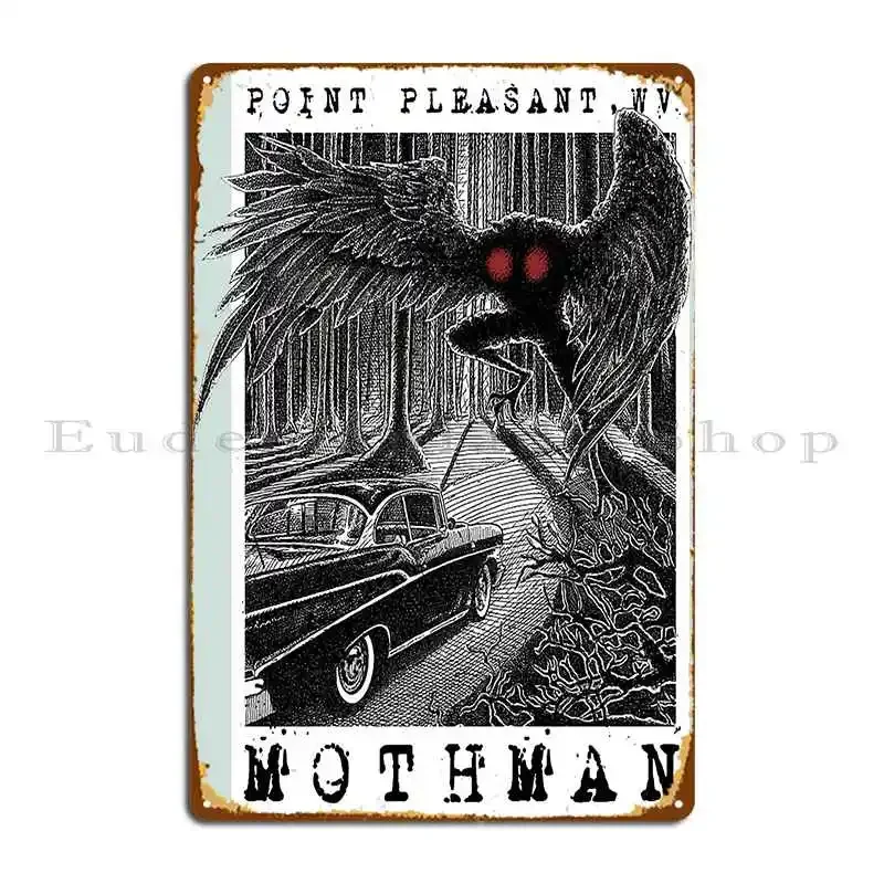 Personalized Mothman Encounter Metal Plaque Poster  Wall Decor Garage Tin Sign Cryptid Gift from Point Pleasant WV