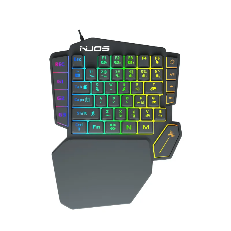 Single handed keyboard seven color RGB macro recording game mechanical feel eating chicken throne mobile game computer keypad