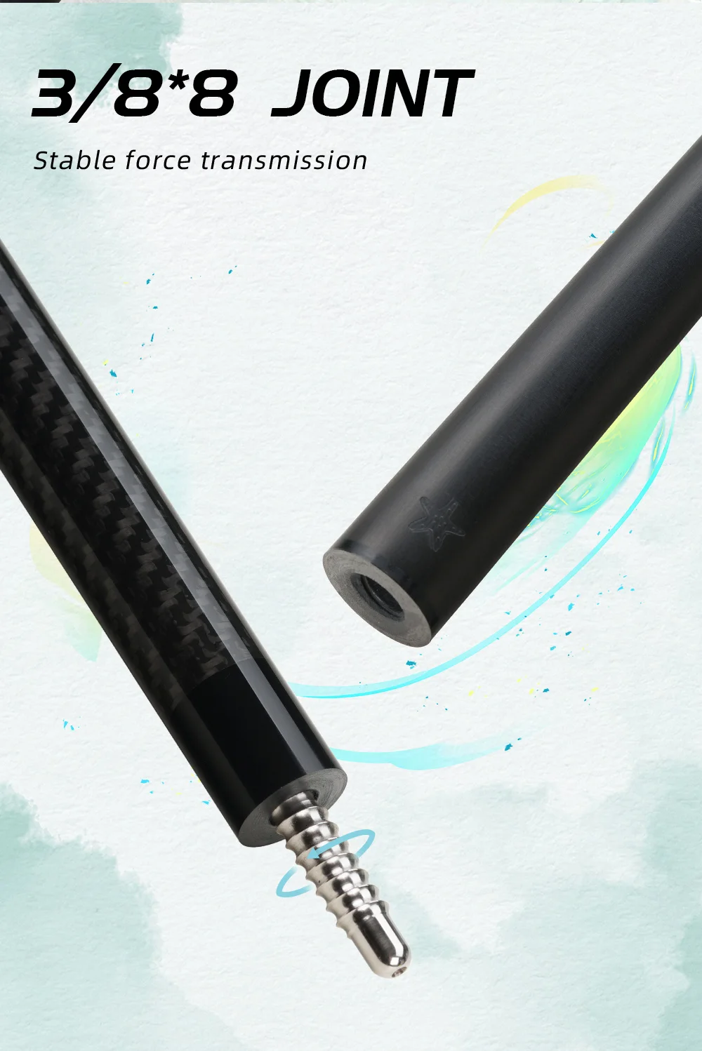 Billardqueue aus Kohlefaser, geringe Abweichung, 12,5 mm Saphirspitze, 3/8x8, verstellbares Gewicht, 58 Zoll, 19-20 Unzen, Billard CRICAL – Detail 9