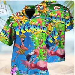 Flamingo Go To Florida Hawaiian Shirt Animal 3d Print Hawaiian Shirt Men Women Fashion Short Sleeve Shirts Beach Blouse Unisex