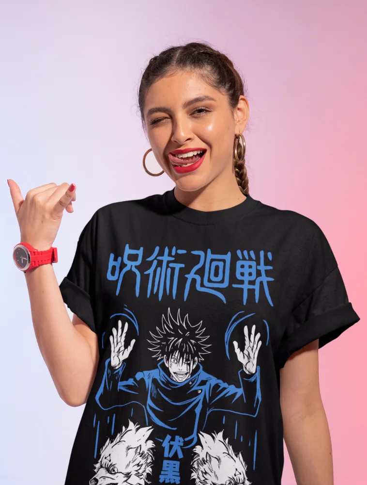 Megumi Fushiguro T-Shirt Jujutsu Kaisen Divine Dogs Satoru Shinigami Soft Tee