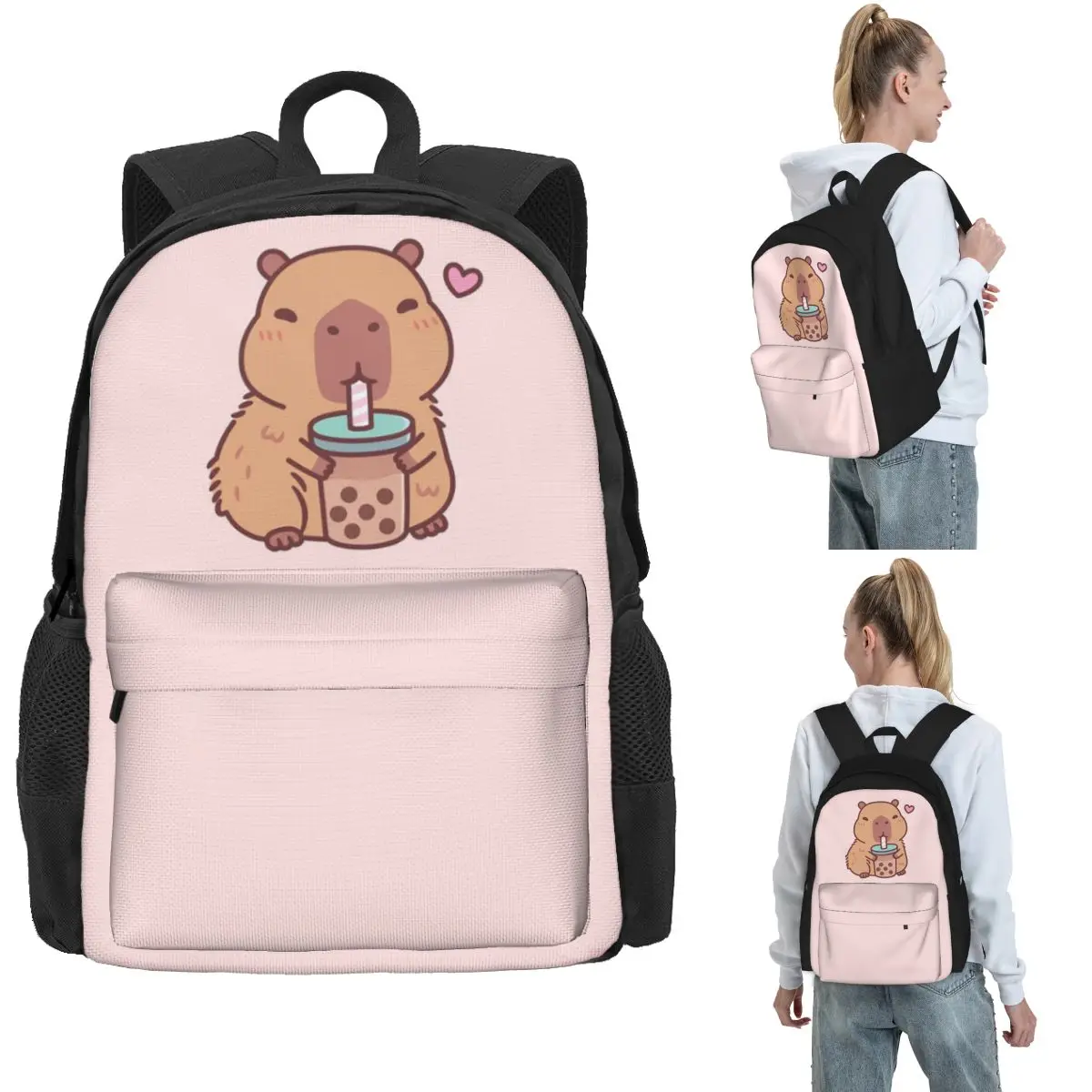 

Милые капибары любит пить пузырьковый чай, рюкзаки для мальчиков и девочек, сумка для книг, большая вместительная школьная сумка, дорожный рюкзак, сумка на плечо