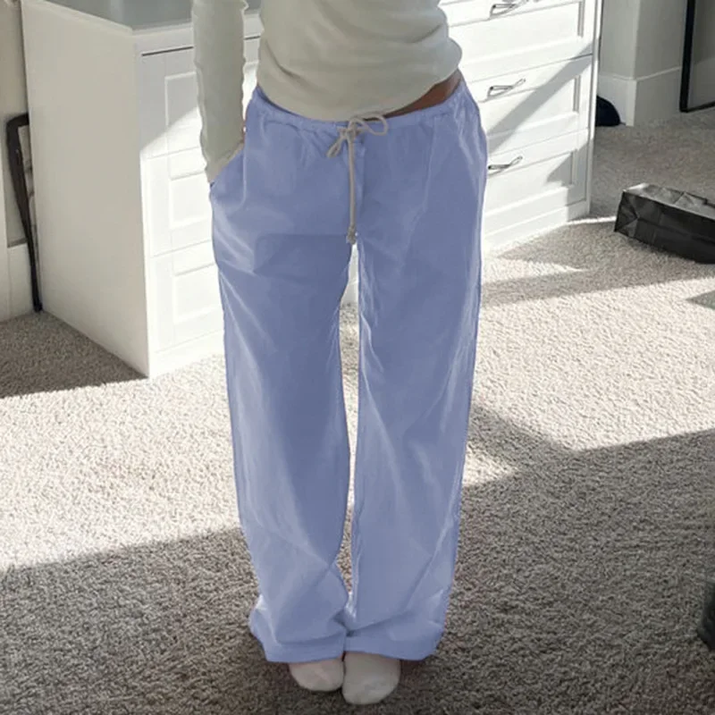 Navy Blue Solid Loose Sweatpants Streetwear Joggers Casual Basic Pink Trousers for Women  Aesthetic Y2K Retro Pants