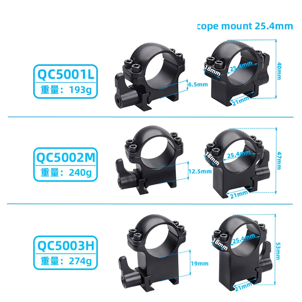 

25.4 Double nail quick-release steel sight tube clip, a pair of split steel tube clip 21mm clip laser sight clip