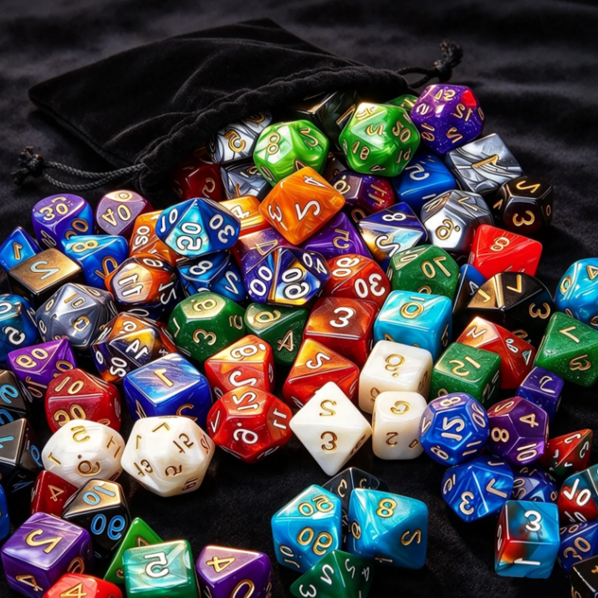 35/42/49Pcs Polyhedral Dice Set Black Storage Bag Random Colors D4-D20 RPG Gaming Dice Christmas Halloween Holiday Gift ZSY