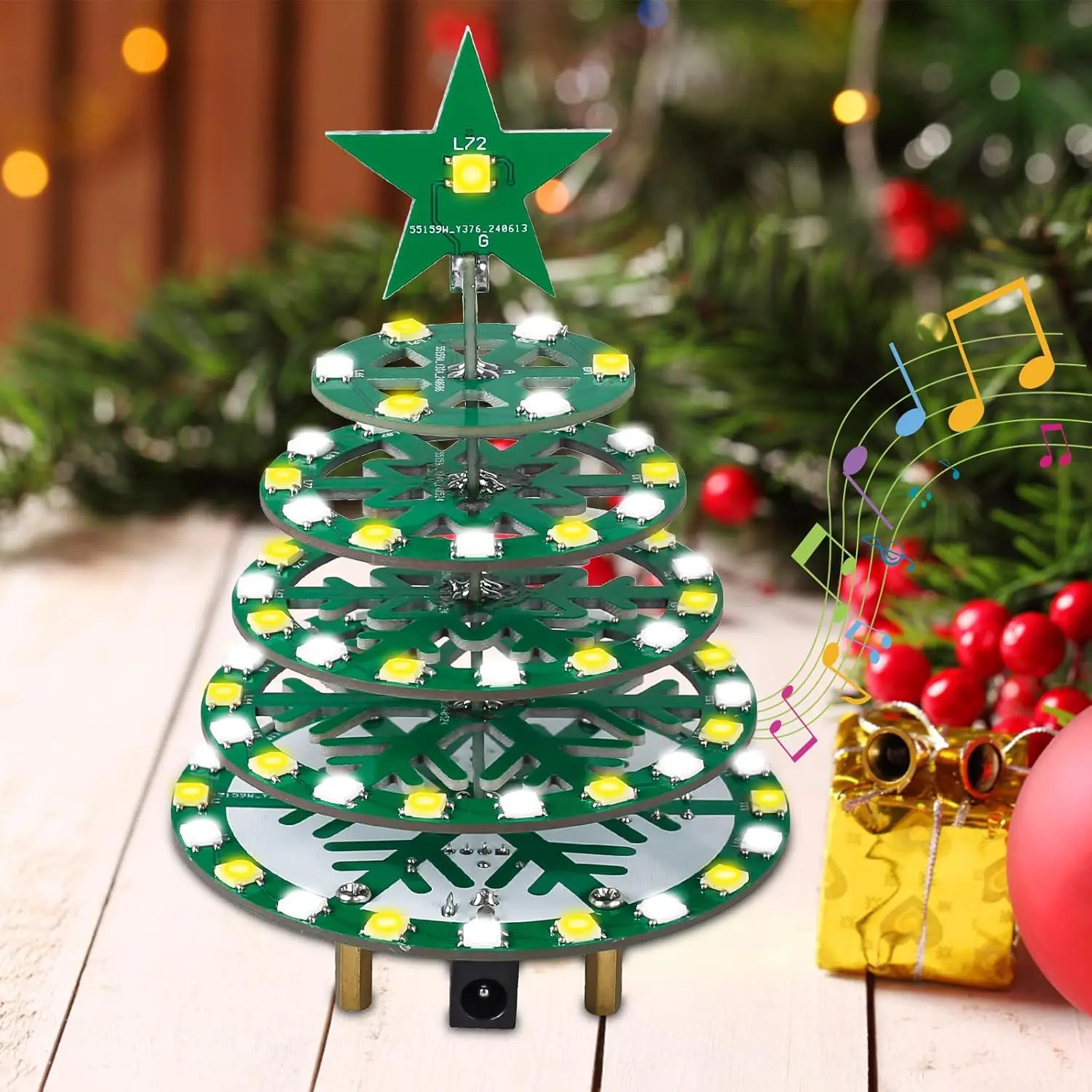 Christmas Tree Soldering Projects, WS2812B RGB LEDs Xmas Tree Soldering Practice Kit with Music