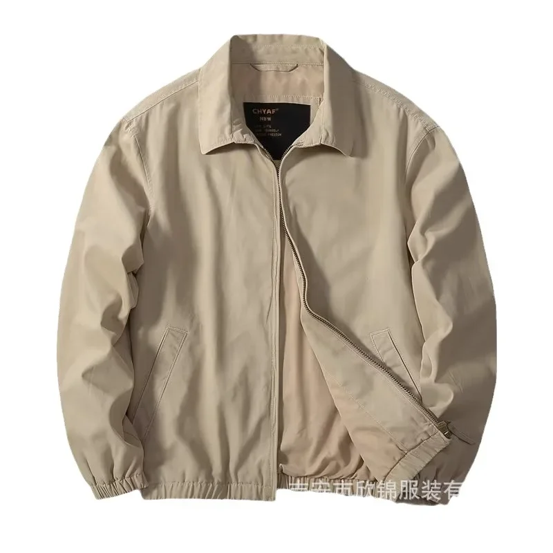 

Men Jackets Long Sleeve Coat Zipper Cardigan Jacket Solid Stand Collar Outerwear Loose Pockets 2025 High Street Autumn Loose