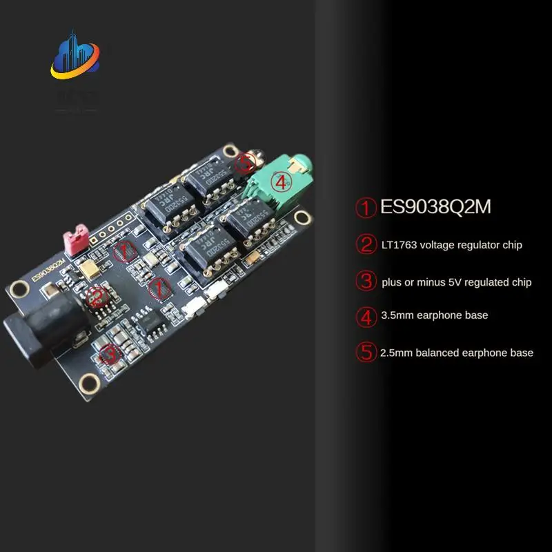 AC57-Dual ES9038Q2M Decoding Board I2S Input ES9038 Asynchronous USB Module Can Be Matched With Italian Interface