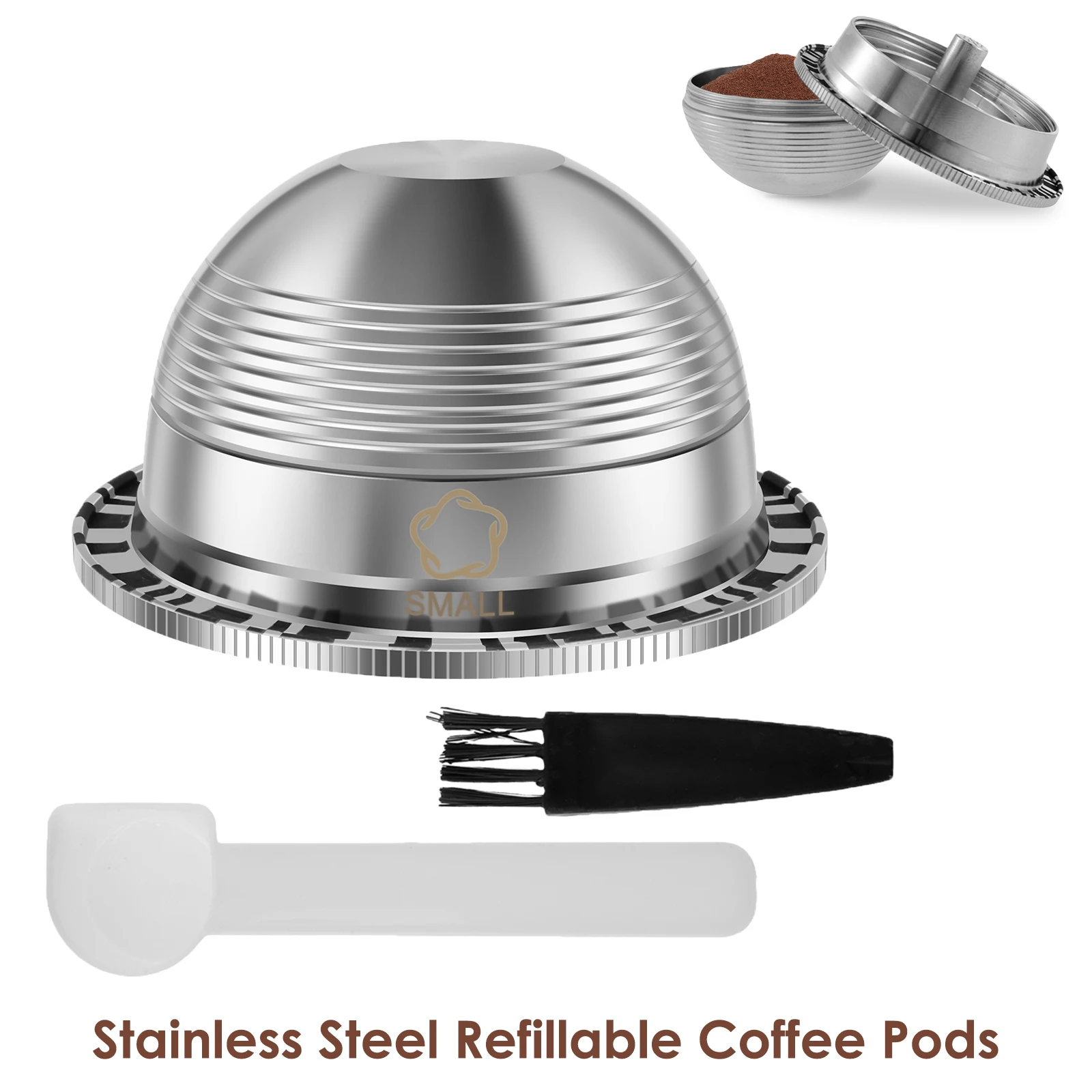 

Refillable Coffee Pods Solid Stainless Steel Coffee Capsule Tamper Money Saving Reusable Coffee Pods Holder Coffee Machine Parts