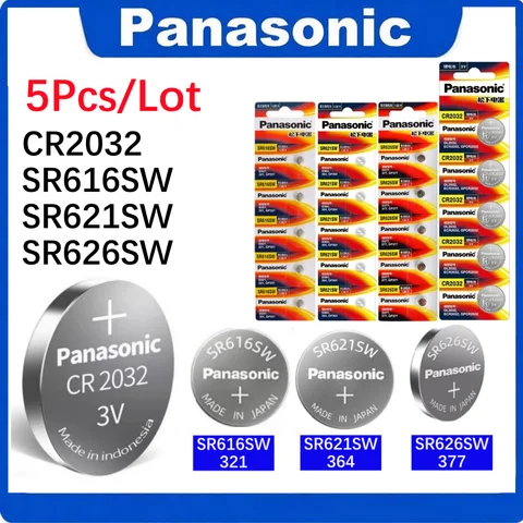 5PCS Panasonic Original Battery SR616SW 321 SR621SW 364 SR626SW 377 For Watch Calculator Clock Remote Control Toys Button Coins