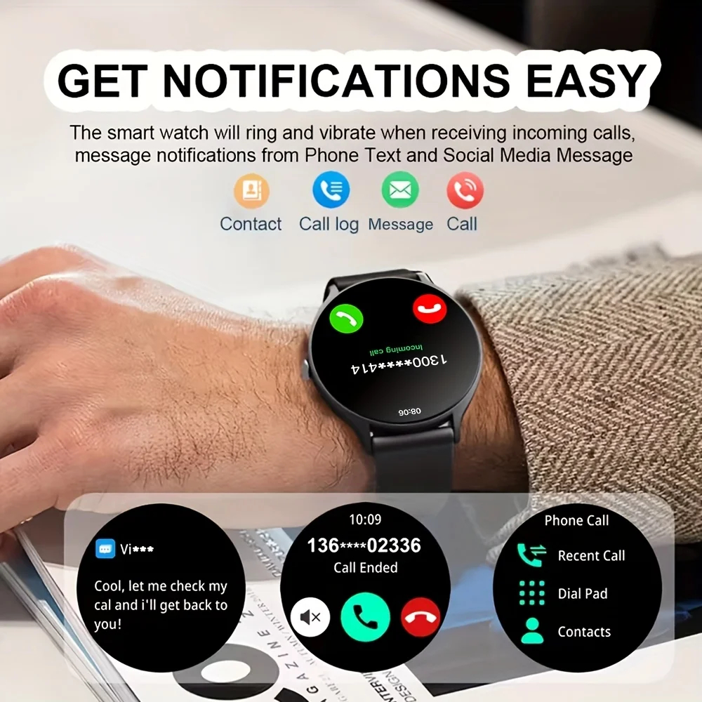 This Smartwatch Features a 1.5-Inch Touchscreen, Stylish Strap, and Numerous Functions Including Call and Message Notification