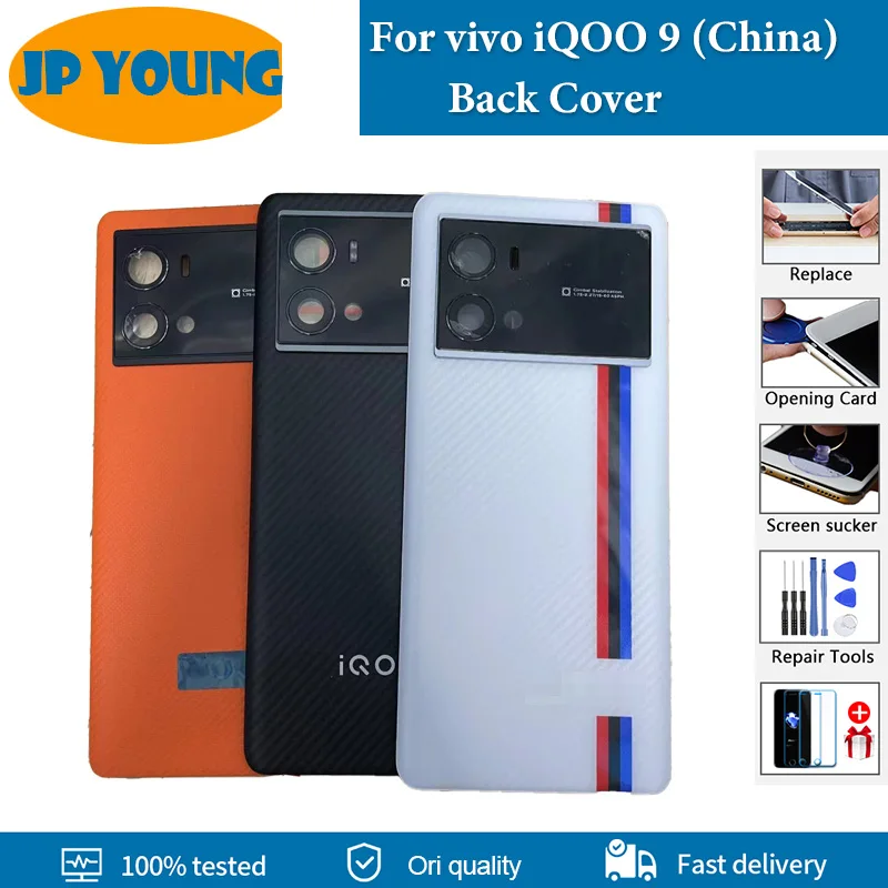 Original Back Cover For vivo iQOO 9 (China) Back Battery Cover V2171A Rear Case Repair Replacement For vivo iQOO 9 Back Door