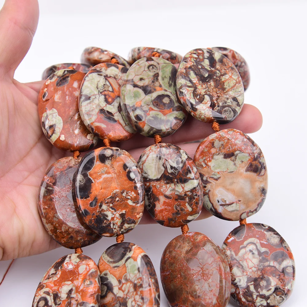 APDGG Large 30x40mm Natural Mix Color Jasper Agates Smooth Chunky Slice Loose Pendant Beads 15.5'' Strand Jewelry DIY