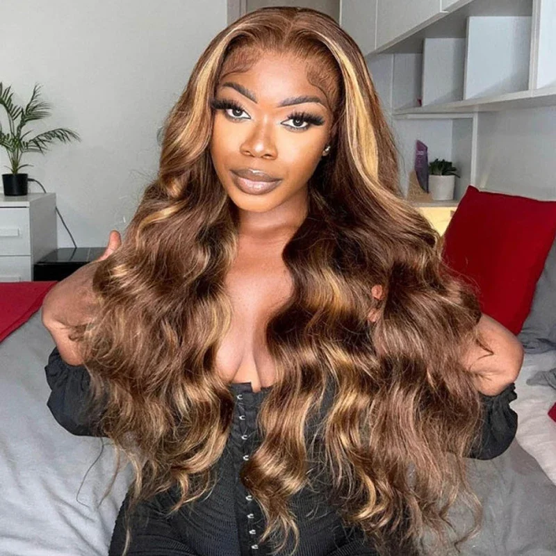 

Highlight Ombre Body Wave 13x4 Lace Front Curly Wigs for Choice Long Glueless Wigs Human Hair 13x6 HD Lace Frontal Wigs on Sale