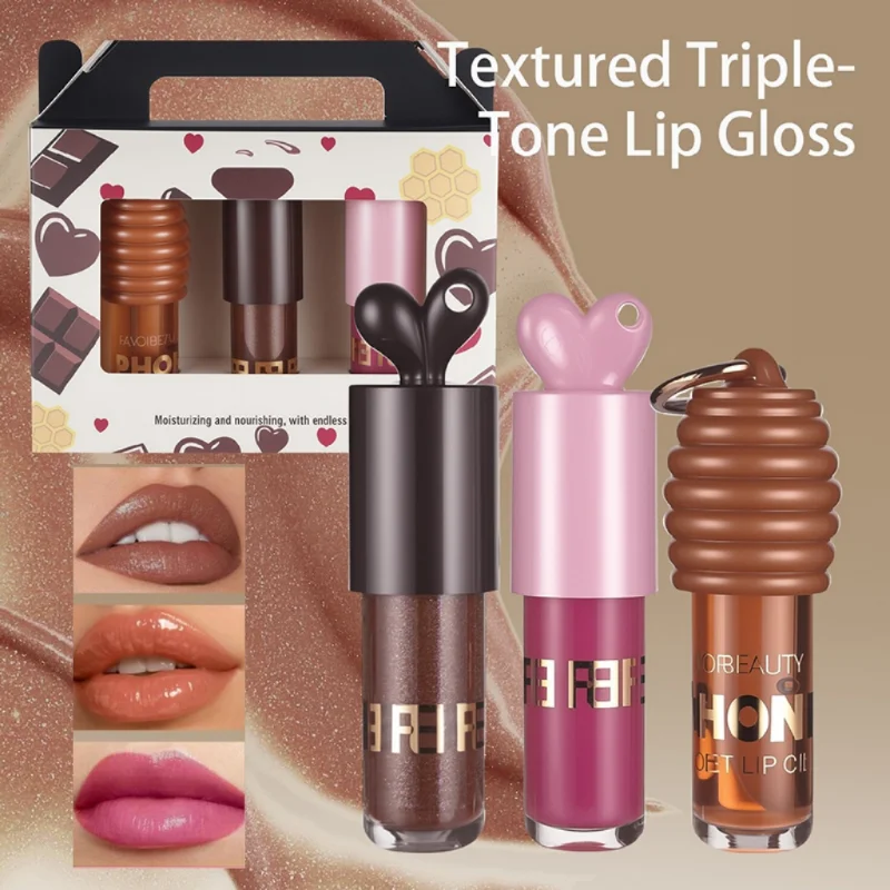 مجموعة العناية بالشفاه بالعسل، تفتيح يقلل من خطوط الشفاه، ترطيب يدوم طويلاً، زيت شفاه لطيف صغير لؤلؤي لامع للعناية بالشفاه #2