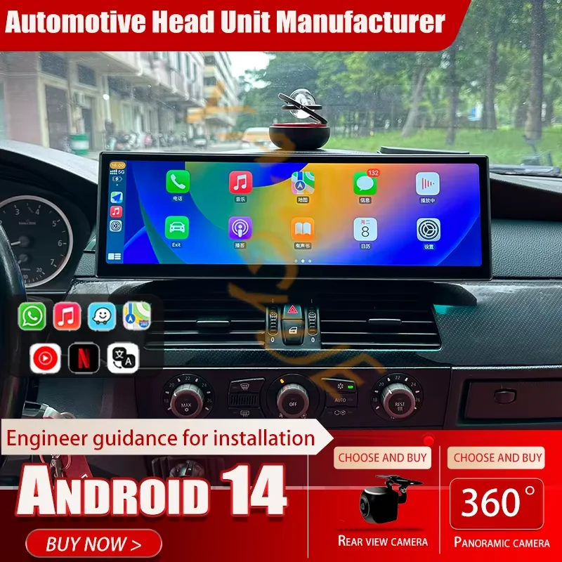 

14.9Inch Car Multimedia Player GPS Navigation Support DSP Carplay Android14 Auto for BMW5 Series E60 E61 (2003 2004-2010)CCC/CIC