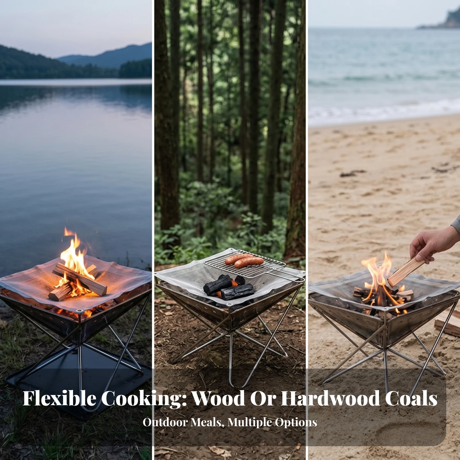 Stainless Steel Grill Net Outdoor Grilling Fine Mesh Grill Net Cooking Gear Even Heat Distribution for over a Fire